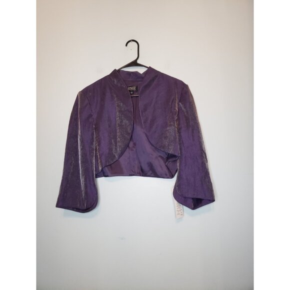 Adrianna Papell Occasions 2 Pc Set Women 14 Formal Gown Purple Ruffle Jacket NWT - Picture 3 of 7